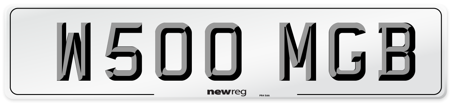 W500 MGB Number Plate from New Reg